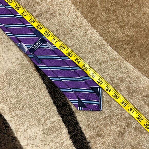 Men’s IZOD Purple, Blue, Teal, White Stripe Tie - Picture 6 of 7